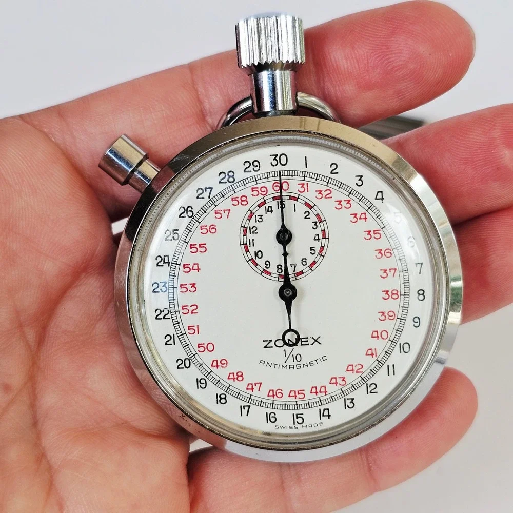 Vintage Zonex Stopwatch Swiss Made 1/10 Antimagnetic Mechanical Analog Timer